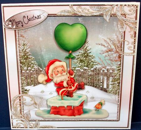 Santa with a Balloon 8x8 by Cheryl French