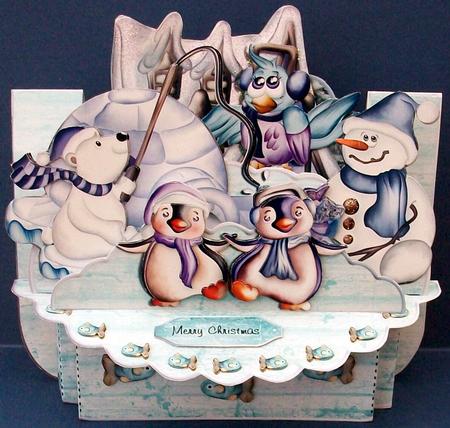 Playing Penguins 2 3D Shelf Card Kit with Card Box by Cheryl French