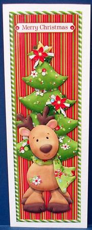 Cute Reindeer Large Dl Card by Cheryl French