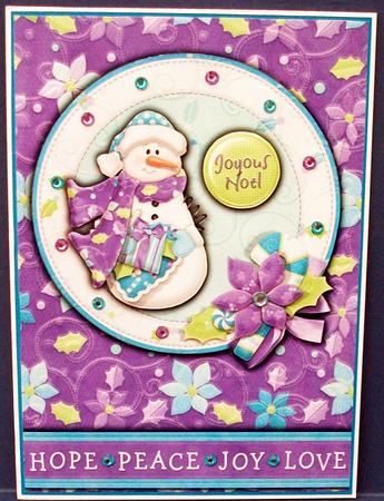 Joyous Noel Snowman Card Front with Decoupage by Cheryl French