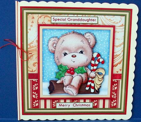 Candy Cane Bear Christmas 7.5 Decoupage Mini Kit by Cheryl French