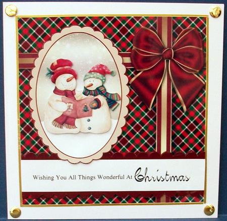 Snowman with Tartan / Plaid Topper by Cheryl French