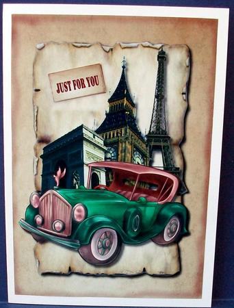 Male Card Vintage Car by Cheryl French