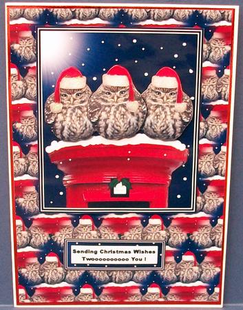 3 Little Owls on a Postbox 3D Decoupage with Background by Cheryl French