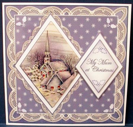 Blue Church Mum at Christmas 7in Double Diamond Topper by Cheryl French