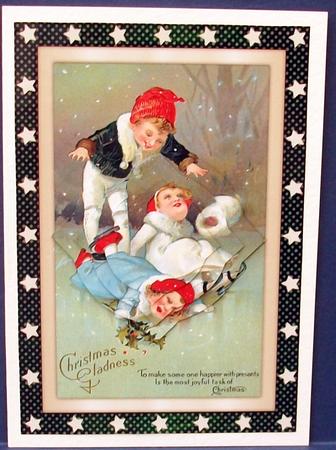 Vintage Christmas Children on Ice Splendid Pyramid by Cheryl French