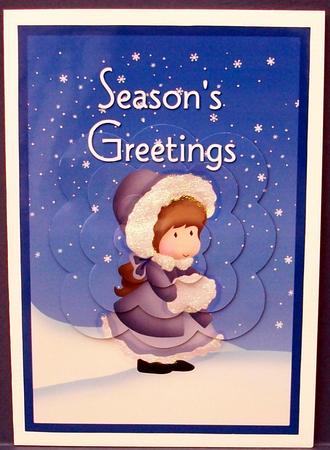 Christmas Girl in Snow Scalloped Pyramid by Cheryl French