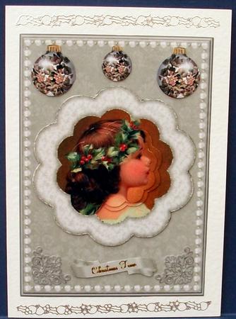 Vintage Christmas Girl Pyramage Card by Cheryl French