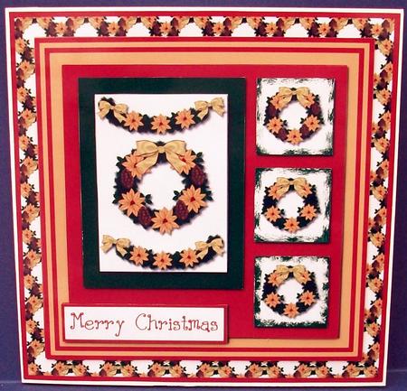 Large Square Sketch Card - Christmas Wreaths and Swags by Cheryl French