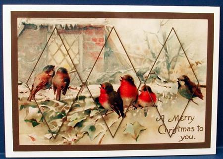 Christmas Birds Diamond Panel Card by Cheryl French