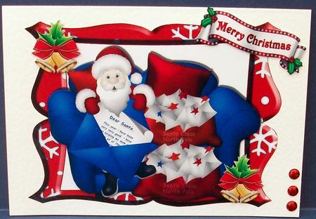 Santa Sitting on the Sofa with His Sacks of Messages by Cheryl French