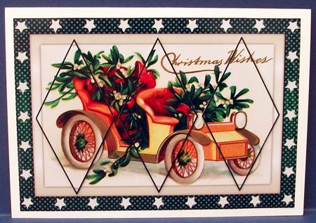 Christmas Car with Mistletoe Diamond Panel Card by Cheryl French