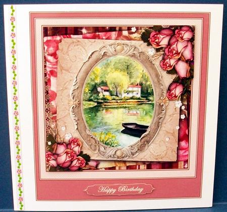 Vintage Roses and Lake House Scene by Cheryl French
