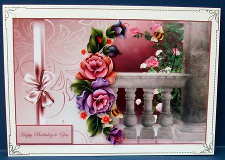 Enchanted Garden Card Front with Decoupage by Cheryl French