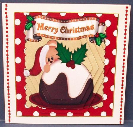 Peekaboo Teddy with Christmas Pudding Hexagon Pyramids by Cheryl French