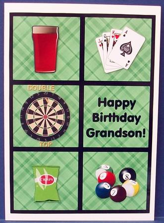 Happy Birthday Grandson Pub Card Front / Topper & Decoupage by Cheryl French