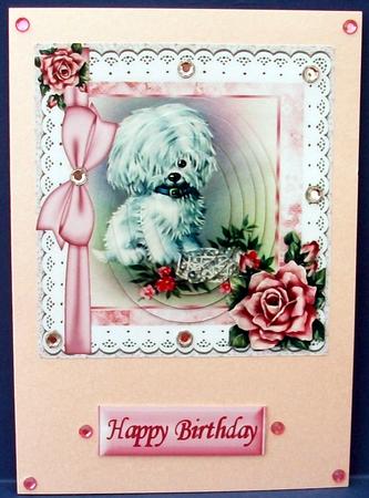 Cute Little Westie, with Roses, & Lace Oval Pyramids by Cheryl French