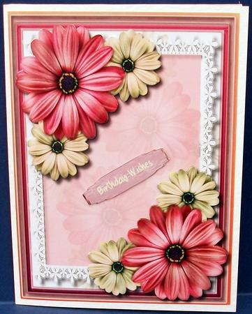 A5 Beautiful Daisy's on Lace  by Cheryl French
