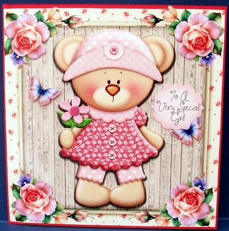 Beautiful Teddy Bear Gardner 8x8 Mini Kit by Cheryl French