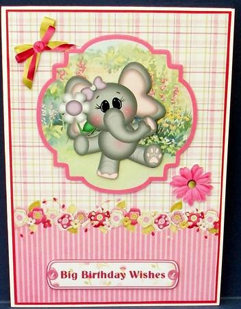 Cute Elephant Birthday Topper & Decoupage by Cheryl French