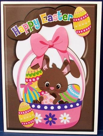 Chocolate Bunny in Basket of Eggs in Chocolate Frame by Cheryl French