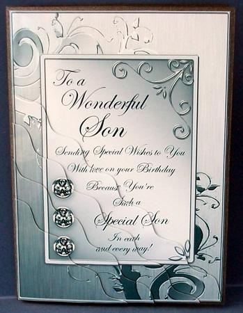 Son Birthday Metallic Greeting Corner Side Stacker by Cheryl French