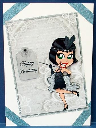 Flapper Girl in Black on Grey 7x5inch Step by Step by Cheryl French