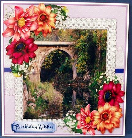 Beautiful Dahlias and Scene  by Cheryl French