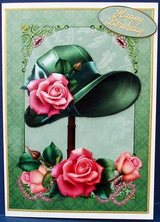 Downton Hat Roses & Beads Quick Card by Cheryl French