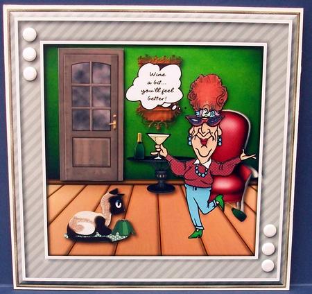 Wine a Bit -  Card Topper by Cheryl French