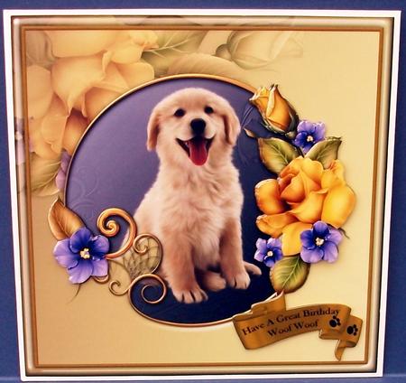 Golden Labrador Puppy & Yellow Roses by Cheryl French