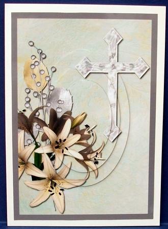 Easter Lilies with Cross Oval Pyramid by Cheryl French