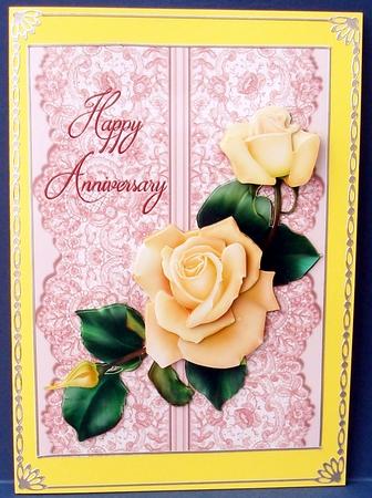 Roses on Lace - Cream on Pink - Anniversary by Cheryl French