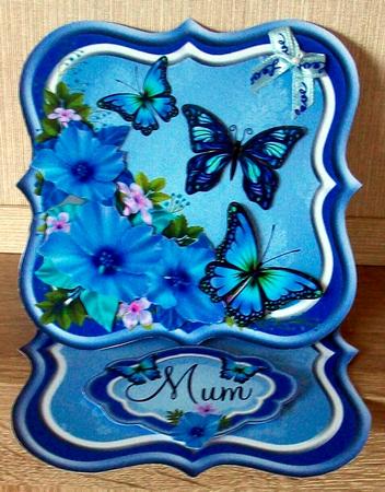 Blue Floral Bracket Easel Kit Various Occasions by Cheryl French