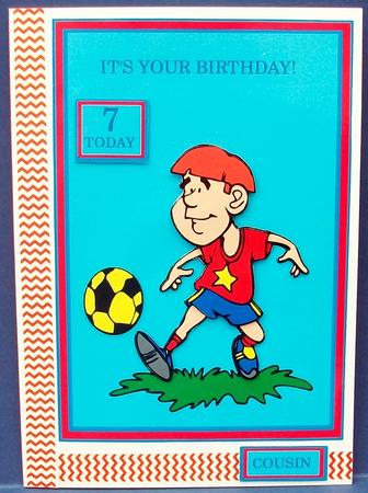 Boy's Birthday Card with Boy Footballer by Cheryl French