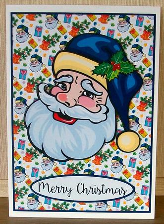 Blue Santa Card Front / Topper by Cheryl French