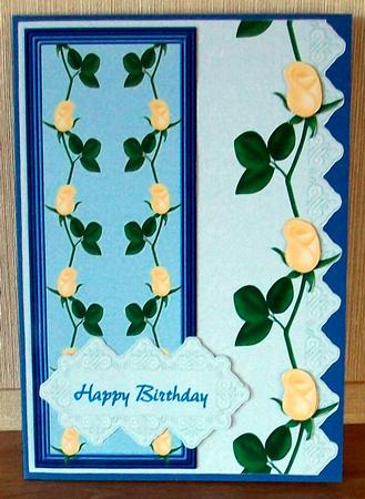 Battenburg Yellow Roses Card Topper by Cheryl French