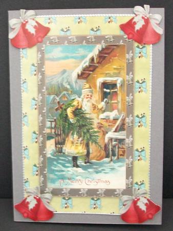 Vintage Father Christmas Decoupage Topper by Cheryl French