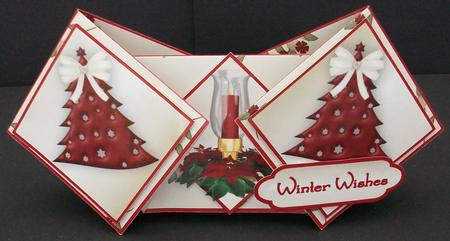 Christmas Candle Double Diamond Fold Card by Cheryl French