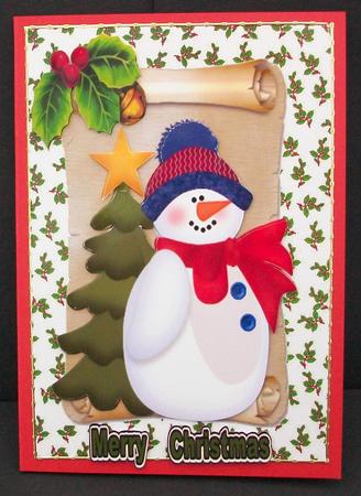 Cheery Snowman on a Scroll by Cheryl French