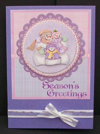 Snow Family Cuddle Square Card Topper by Cheryl French