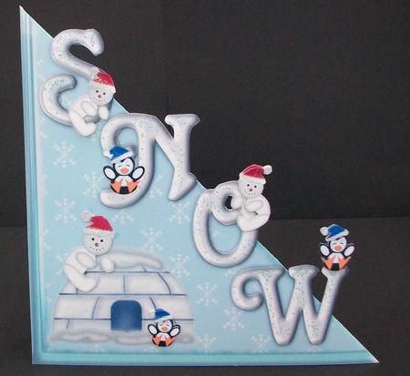 Snow with Cute Penguins and Snowmen Diagonal Over the Edge by Cheryl French
