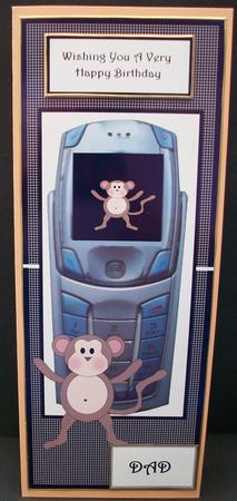 Mobile Phone Over the Edge Card with Cheeky Monkey's by Cheryl French