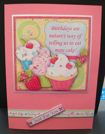 Birthday Cupcakes - Eat More Cake Topper & Decoupage by Cheryl French