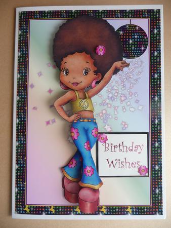 Disco Dancer Card Front Decoupage by Cheryl Louis