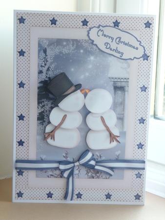 Snow Kisses for Christmas, Card Front with Step by Step by Cheryl Louis