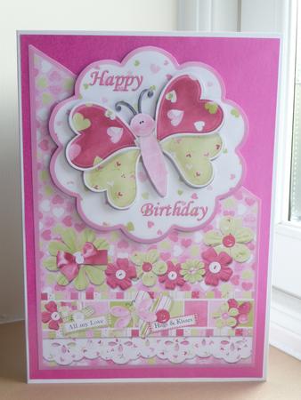 Birthday Butterfly Diagonal Quick Cut & Fold Card Card by Cheryl Louis