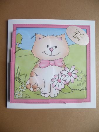 Cute Cat Shell Edged Corner Side Stacker by Cheryl Louis