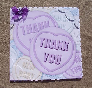 8 x 8 Thank You Sweet Heart Scalloped Corner Topper by Cheryl Morrison