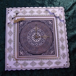 Vintage Clock Face 8 x 8 Card with Deckle Corner Stacker by Cheryl Morrison